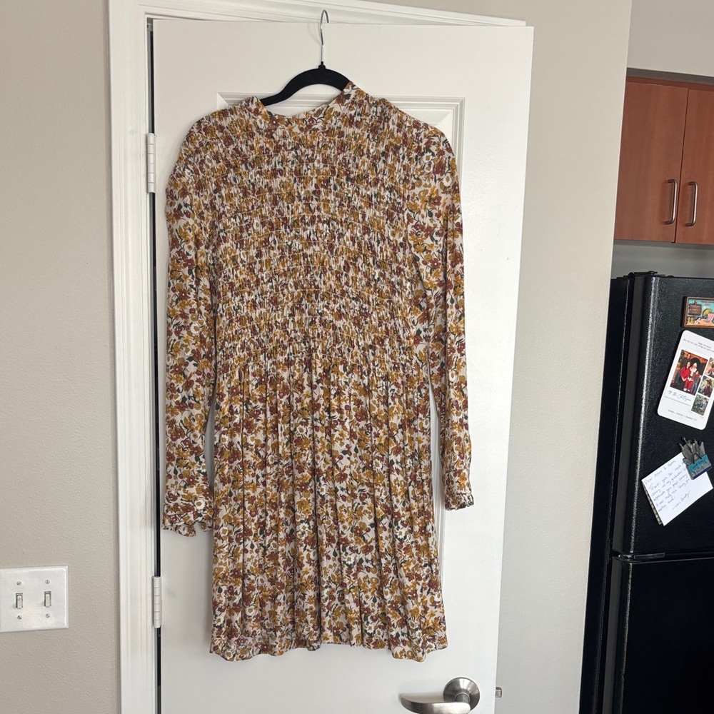 Topshop Floral Midi Dress - Yellow and Brown